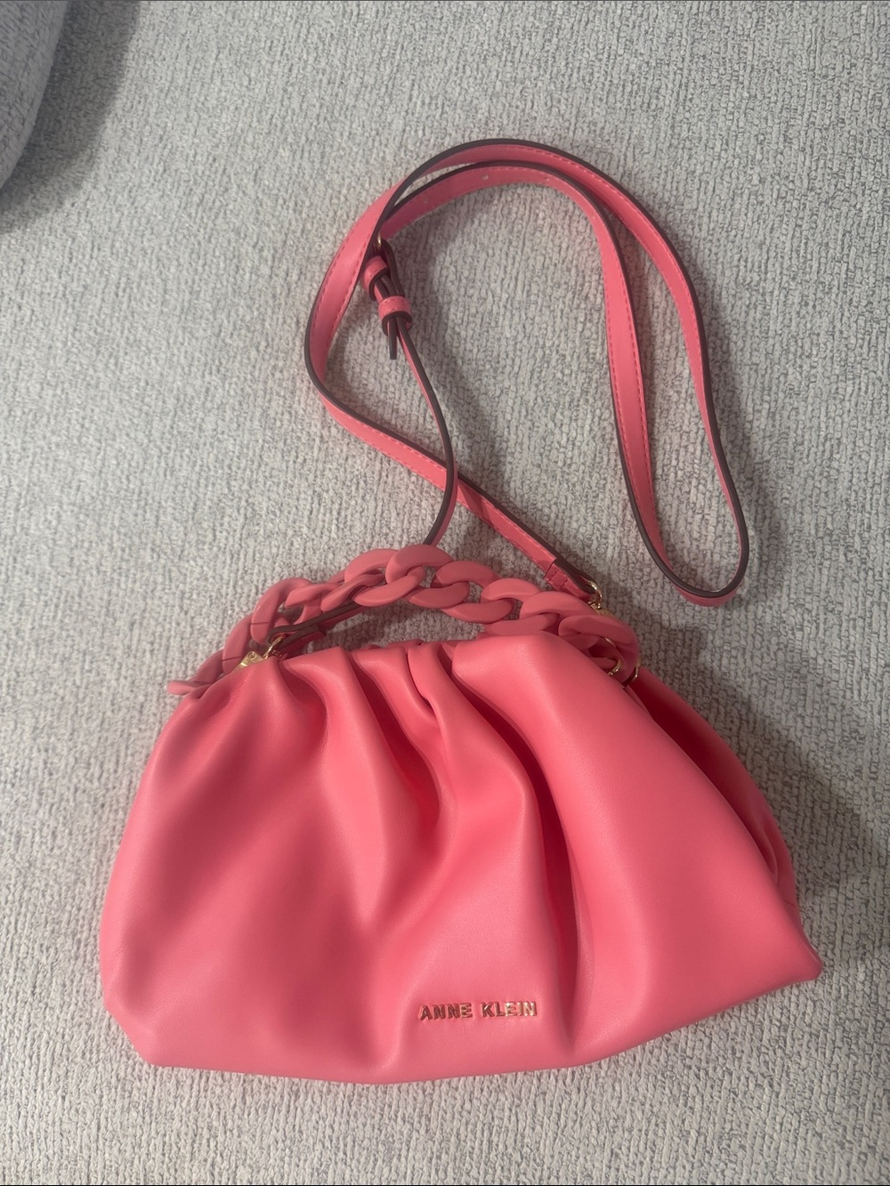 Anne Klein Coral Pink Chain-Handle Crossbody Bag